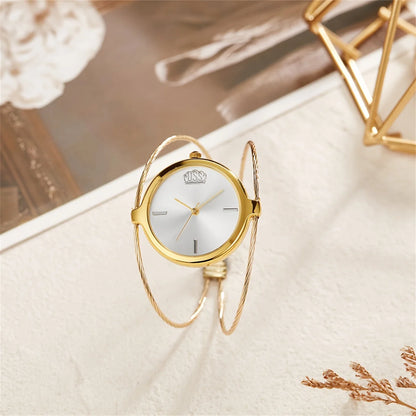 Fashion casual ladies quartz watch, round bracelet watch, elegant alloy ladies watch, quartz watch.