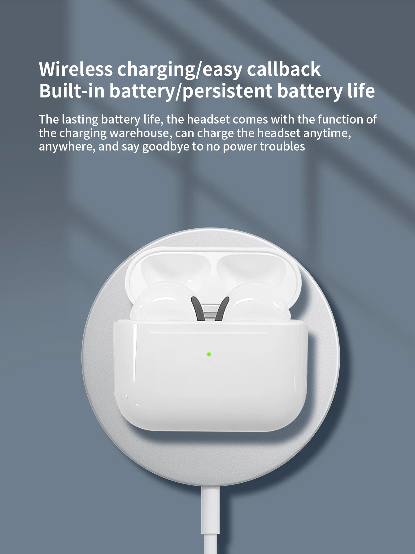 Wireless EarBuds Headphones Fake AirPods with 3 Mic/Space Voice/Shared Audio TWS 5.3 in-Ear Hi-fi Stereo For Iphone