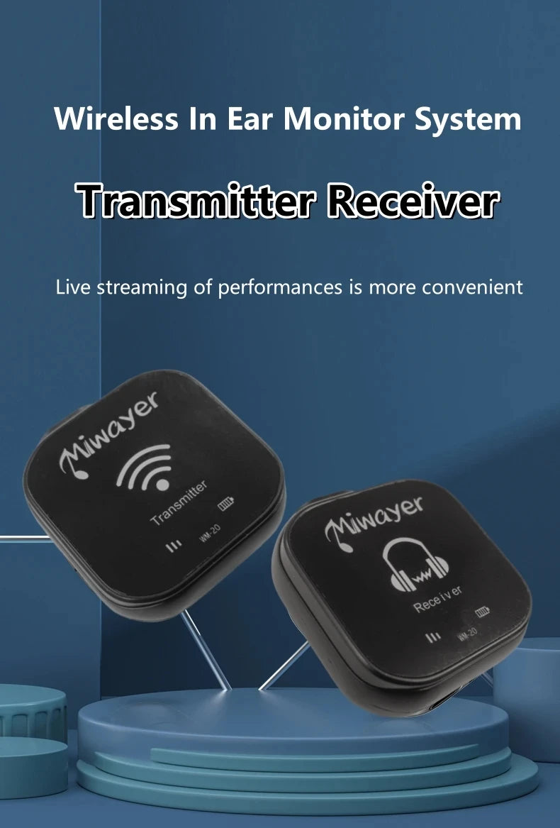Miwayer 5.8G Wireless In Ear Monitor System Transmitter Receiver System IEM System with Transmitter Receiver Automatic Pairing