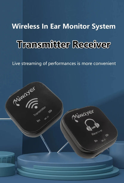 Miwayer 5.8G Wireless In Ear Monitor System Transmitter Receiver System IEM System with Transmitter Receiver Automatic Pairing