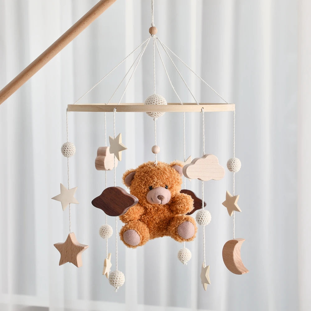 Baby Mobile Crib Bed Bell Musical Rattles Toys Soft Felt Cartoon Animal for Infants Nursery Mobiles Forest Animals Crib Toys