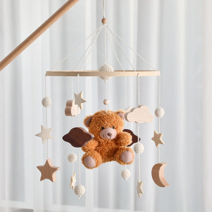 Baby Mobile Crib Bed Bell Musical Rattles Toys Soft Felt Cartoon Animal for Infants Nursery Mobiles Forest Animals Crib Toys