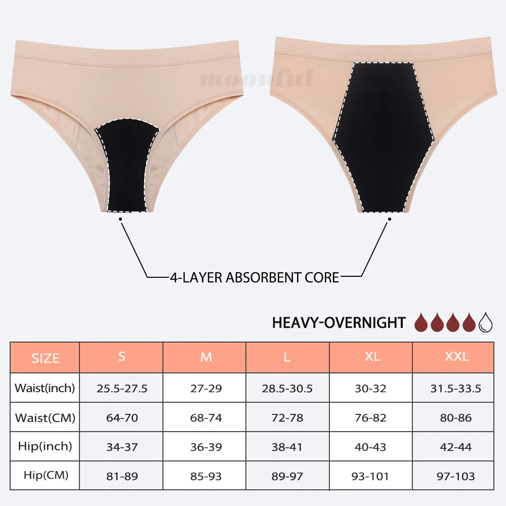 Women's Menstrual Panties Leak Proof Bikini Menstrual Strong Menstrual Cycle Absorbent Underwear Abundant Flow Menstrual Briefs