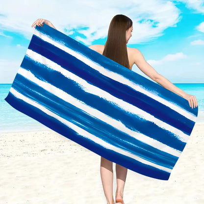 1pc Striped beach towels, ultra-fine fiber beach towels, multifunctional beach towels for swimming and shower rooms