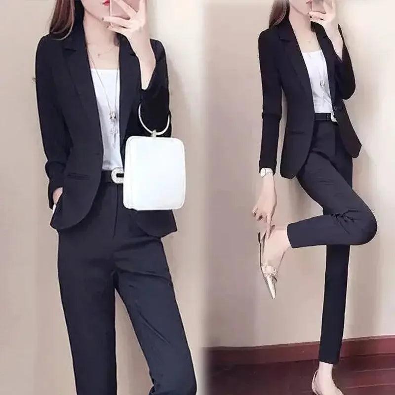 Office Outfit Professional White Wear To Work Trouser Suit Two Piece Set Pants for Women Womens 2 Pant Sets Black Blazer and Xxl