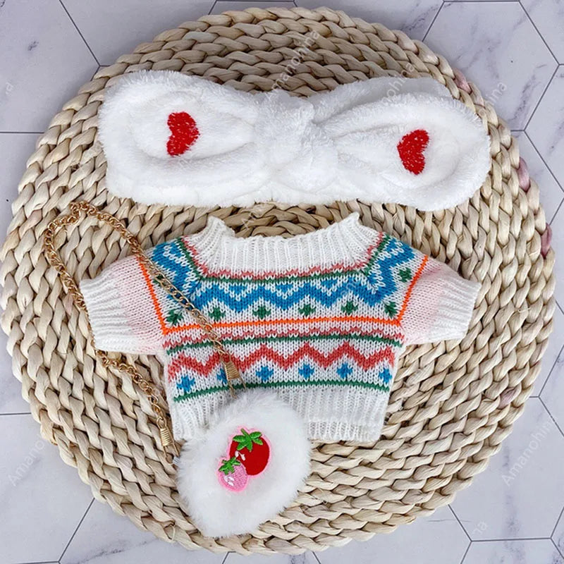 1set Clothes Suit Exquisite Soft Knitted Sweater DIY Accessories For 30cm Kawaii Yellow Duck Lalafanfan Plush Toys Stuffed Dolls