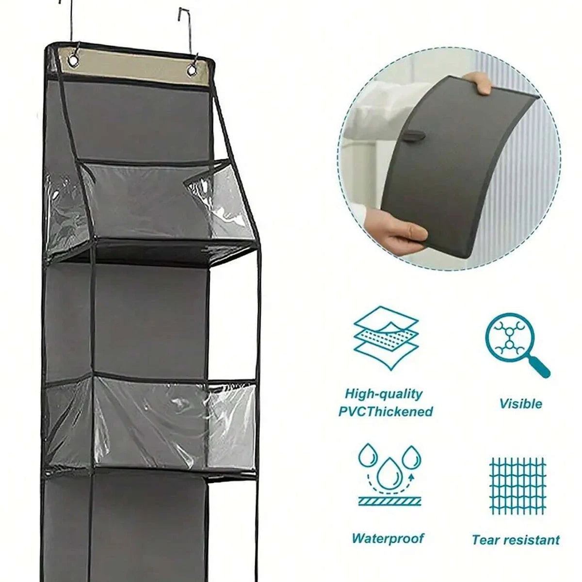 1pc/2pcs - Over-the-Door Organizer – Versatile, Foldable, Clear Wall-Mounted Storage Solution for Home Organization
