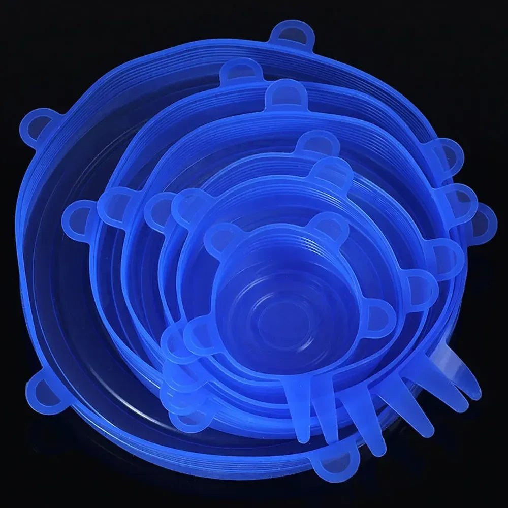 6PCS Silicone Stretch Lids for Food Freshness Reusable Durable Expandable Covers for Kitchen and Food Storage