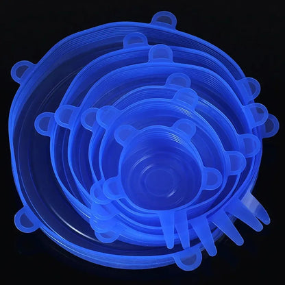 6PCS Silicone Stretch Lids for Food Freshness Reusable Durable Expandable Covers for Kitchen and Food Storage