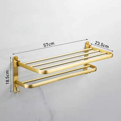 Bathroom Accessories Brushed Gold Space Aluminum Towel Rack Shelf European Hardware Pendant Set Storage Bar Paper Holders