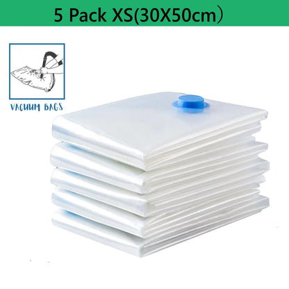 5 Pack Vacuum Storage Bags, Space Saver Bags Compression for Comforters and Blankets, Sealer Clothes Travel Packing Organizer