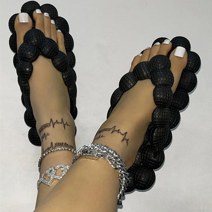 Flip-flops Bubble Shoes Summer New Fashion Open-toed Bubble Slippers 2025 Women Wear Slippers Indoor Flat Sandals Beach Shoes