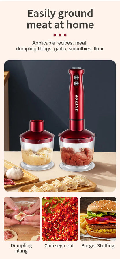 Electric Immersion Blender Hand Blender with Whisk 5 in 1 600W,304 Stainless Steel Ice Crush Blade with Whisk, Milk Frother