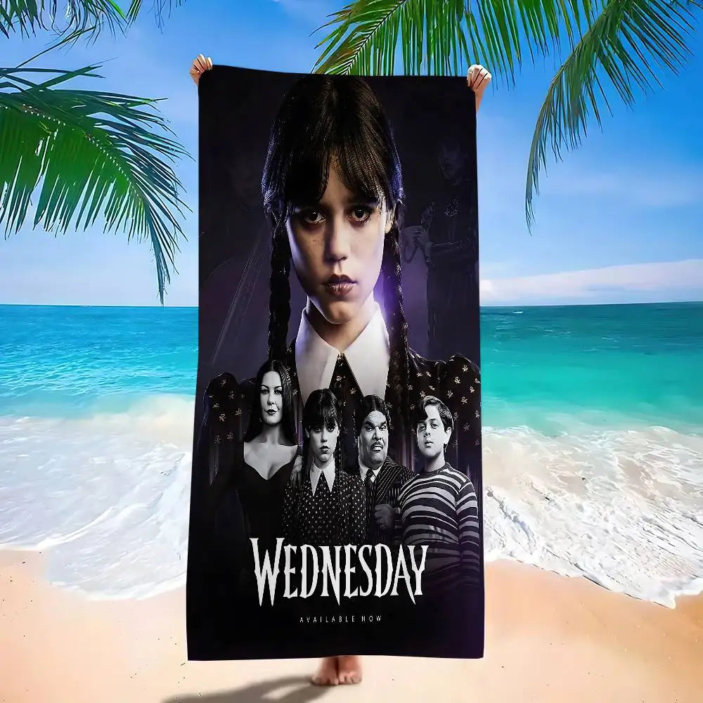 W-WednesdayS Addams Movie Cartoon Beach Towel Cute Kawaii Room Decor Bath Girls Children Hand Towels For Bathroom Shower