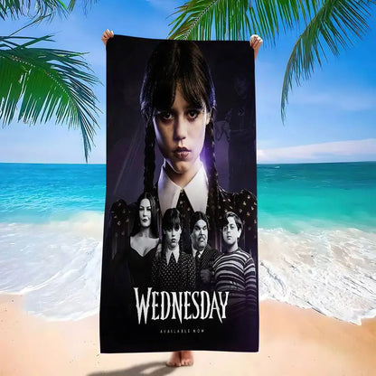 W-WednesdayS Addams Movie Cartoon Beach Towel Cute Kawaii Room Decor Bath Girls Children Hand Towels For Bathroom Shower
