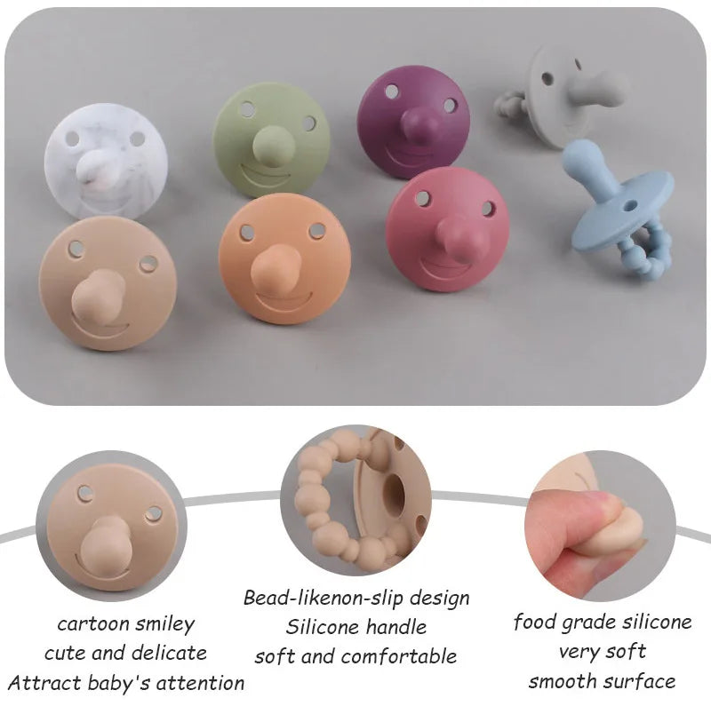 Baby Silicone Pacifier Newborn Infant Chewing Supplies Nipple Dummy Soft Teether Toy Food Grade Silicone Nursing Accessories