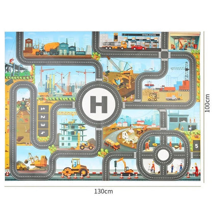 Children Playmat Activity Surface Waterproof Map Kids Animal Road Toy Baby Dinosaur Road Portable Carpet Farm Road Non-Toxic Mat
