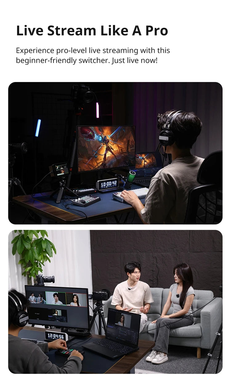 Ulanzi DD02 For Live Streaming Tool Video Mixer Video Switcher 4 CH HDMI Streaming 4K HD Screen For YUY2 MJPEG Capture Format