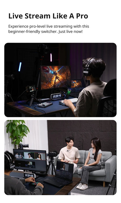 Ulanzi DD02 For Live Streaming Tool Video Mixer Video Switcher 4 CH HDMI Streaming 4K HD Screen For YUY2 MJPEG Capture Format