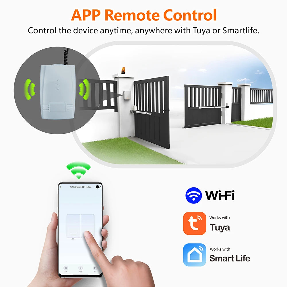 WiFi RF Smart Garage Sliding Door Opener Wireless Remote Control Switch AC DC 12V 24V Receiver Working with Rolling Code Tuya