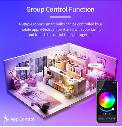 Smart Led Light Bulb 220V Tuya Bluetooth with RF 2.4G Remote Group Control RGB Lamp Ampoules Smart Life App Spotlight Bombilla
