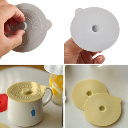 Mugs Lid With Convex Handle Silicone Glass Cup Cover Round Heat-Resistant Cup Lid Dustproof Universal Mug Sealed Cap Pantry
