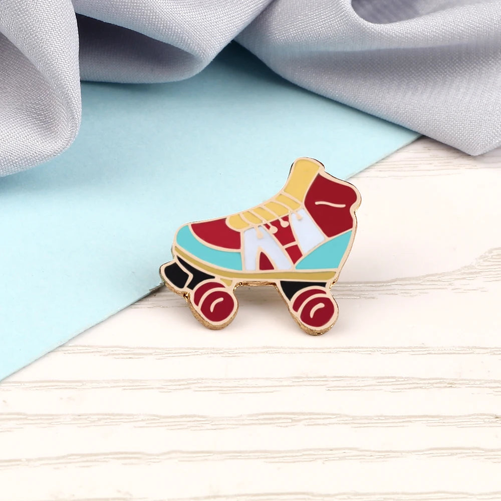 All Love Sports!Healthy Lifestyle Enamel Pins Rugby Basketball Soccer Bowling Brooches Roller Skates Badge Shirt Hat Bag Jewelry