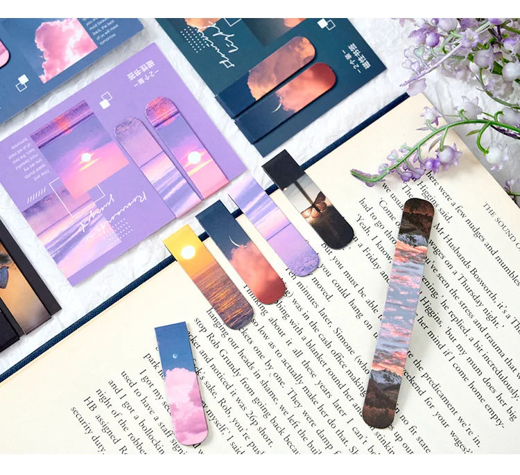 2 pcs Creative scenic magnetic bookmark Student decorative book holder reading accessories Student office Supplies