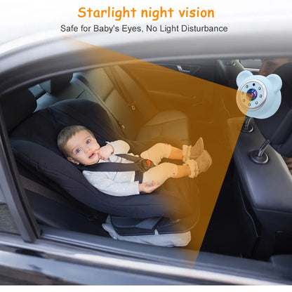 2 Camera Rear View Monitor 6.86'' IPS Screen Baby Car Mirror Wide View Angle for Infants Kids Pets Night Vision Function