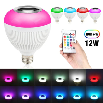 LED Bluetooth Lamp E27 Smart Ball Bulb 12W Speaker Music APP Remote Control Dimmable Night Light Decor Home Party