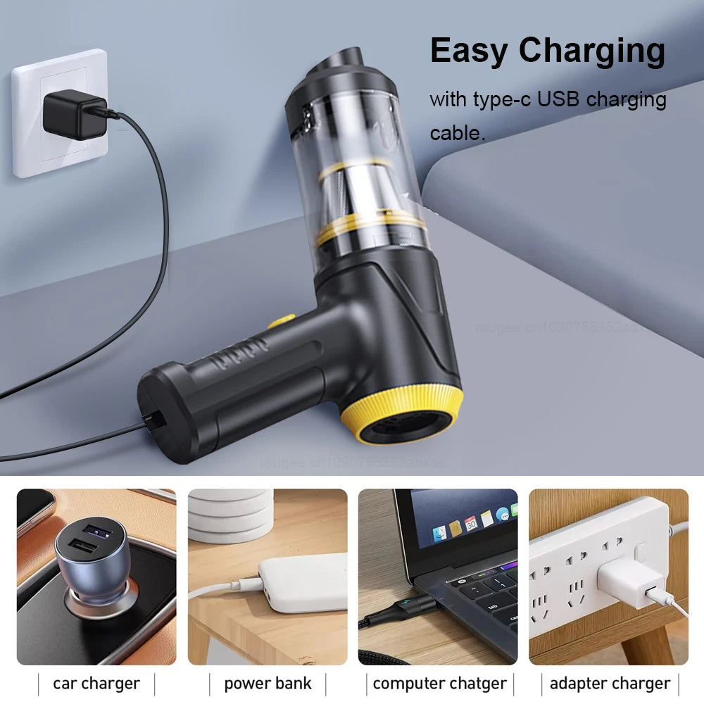 Car Vacuum Cleaner 12000PA Portable Vacuum Cleaner Strong Suction Handheld Vacuum Cleaner Wireless Vacuum Cleaner for Car Home
