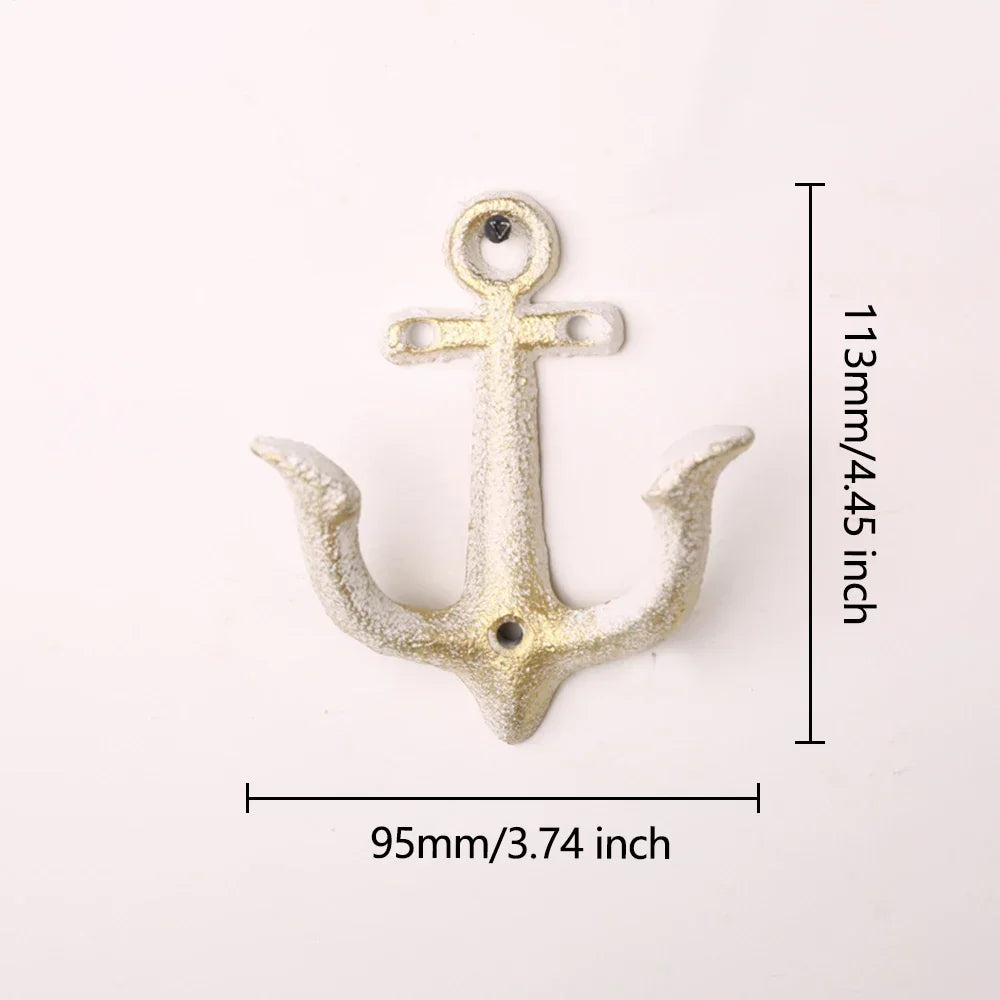 Cast Iron Nautical Anchor Wall Hooks Coastal Theme Decorative Hooks Towel Hanger Jacket Holder Unique Key Hooks Backpack Racks