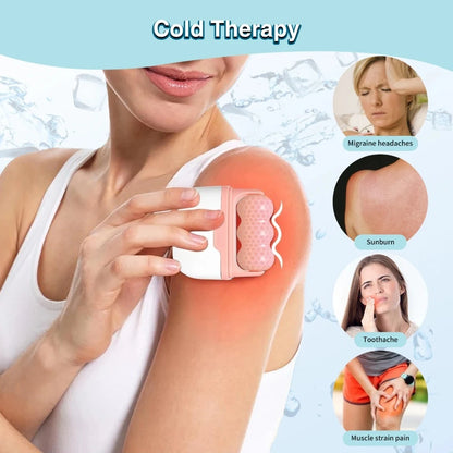 Double Head Ice Roller for Face Eye Puffiness Migraine Pain Relief Minor Injury Facial Cold Body Massage Roller Skin Beauty Tool