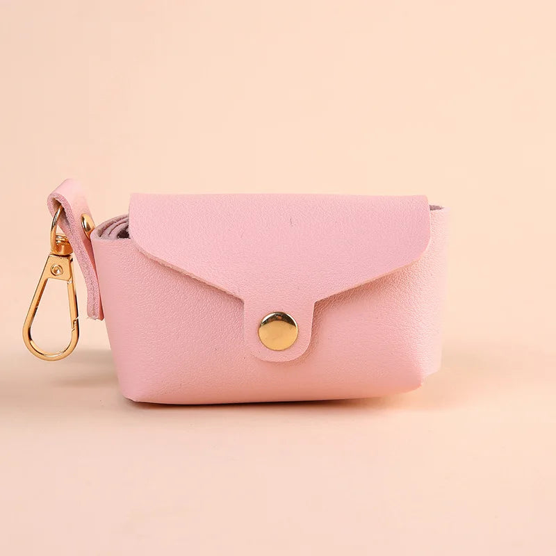 Portable Dog Waste Bag Dispenser With Leather Clip - Durable Polyester