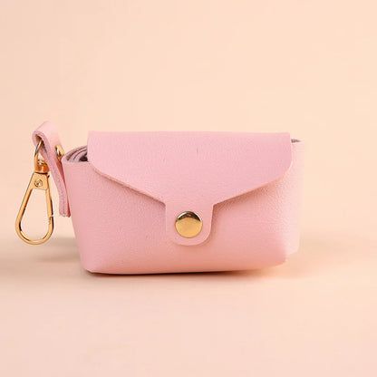 Portable Dog Waste Bag Dispenser With Leather Clip - Durable Polyester