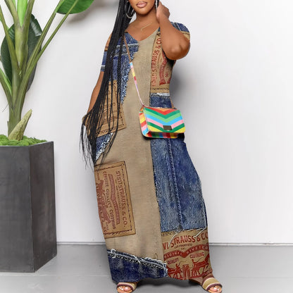 Women's Casual Maxi Dresses Summer Suspender Beach Dress Sundress with Pockets