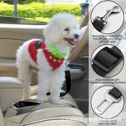 Top-grade Pet Car Safety Belt Dogs Cats Safety Belt Reflective Line Adjustable Seat Belt Length Suitable Any Dog Traction Collar