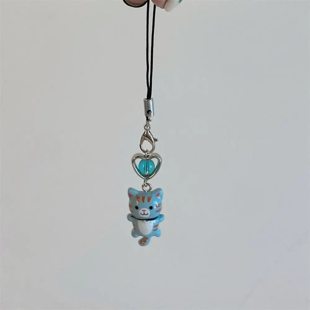 Cat Pendant Phone Strap Anti Lost Keychain Y2K Phone Charm Heart Cute Phone Lanyard Women Girls Phone Accessories