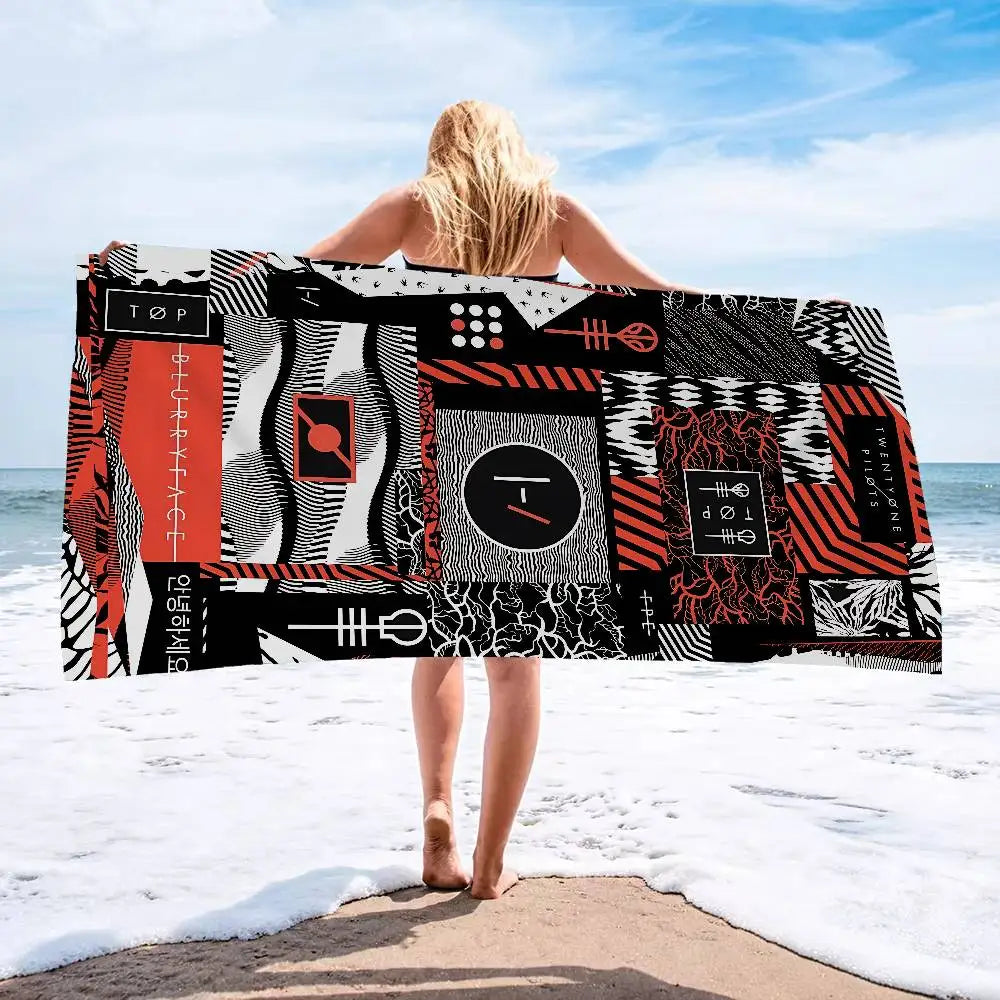 T-Twenty One Pilots Beach Towel Colorful Bath Towels For Girl Microfiber Quick Dry Custom Sand Free Beach Yoga Spa Gym Pool