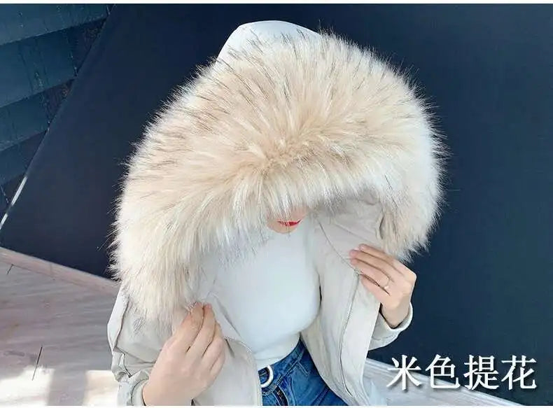 Detachable Faux Fur Collar Extra Large Warm Fake Fur Scarf Wrap Evening Cape For Winter Womens Coat Faux Fur Hood Ttrim Collar