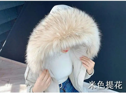 Detachable Faux Fur Collar Extra Large Warm Fake Fur Scarf Wrap Evening Cape For Winter Womens Coat Faux Fur Hood Ttrim Collar