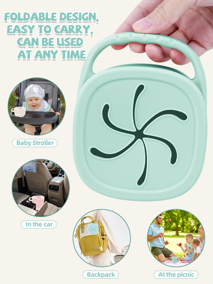 Baby Silicone Snack Cup Baby Portable Baby Snack Box Feeding Trianing Baby Food Storage Soft Silicone Snack Box Boys Girls Gifts