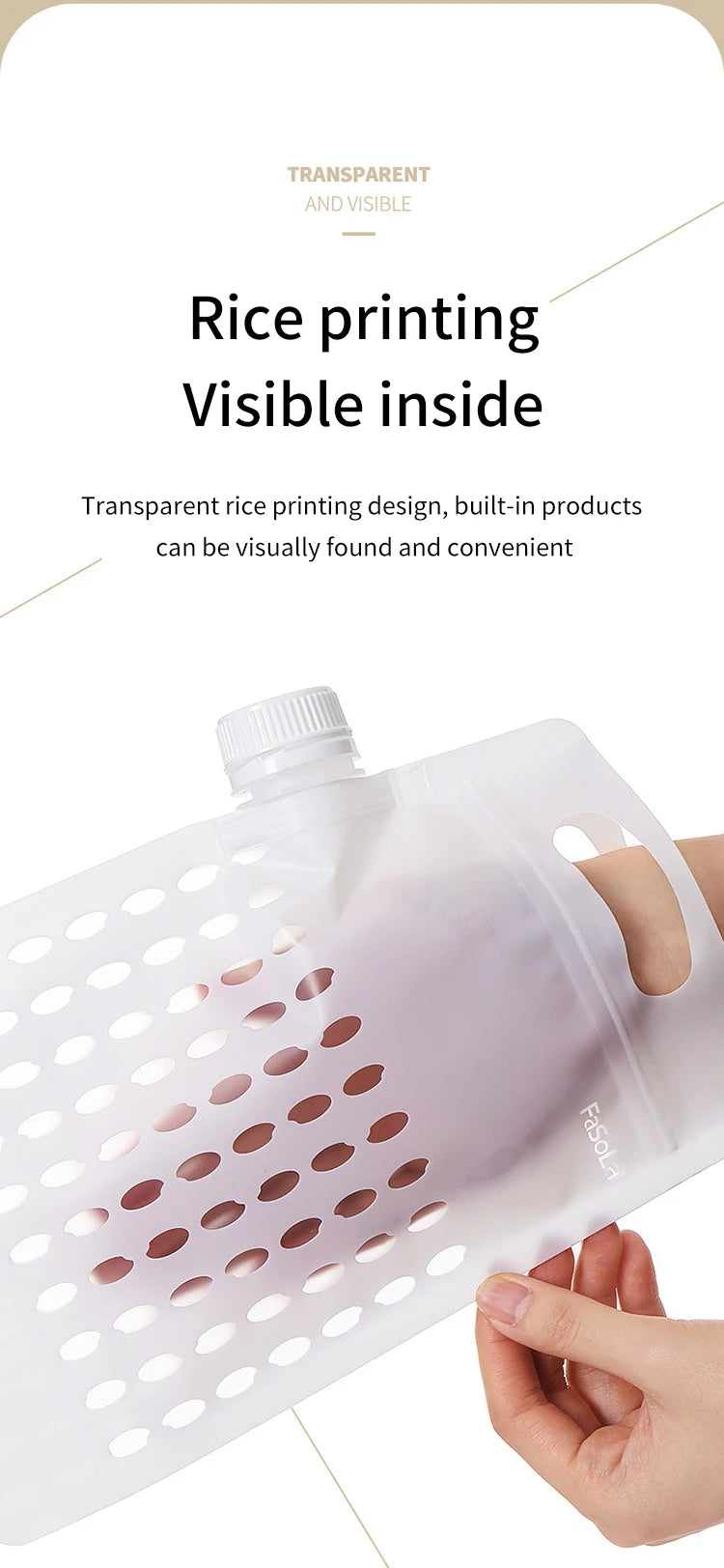 Food Storage Grain Bag Multigrain Pour Reusable Portable Bag Cereal Flour Bean Nut Rice Tea Powder Water Reusable Organizer Case