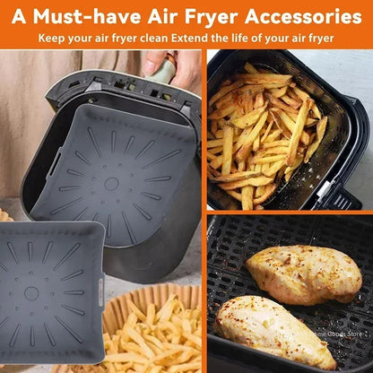 9" Silicone Air Fryer Liners for Cosori/Ninja 6-8QT - 23cm Square Reusable Baking Tray Oil-Free & Dishwasher-Safe