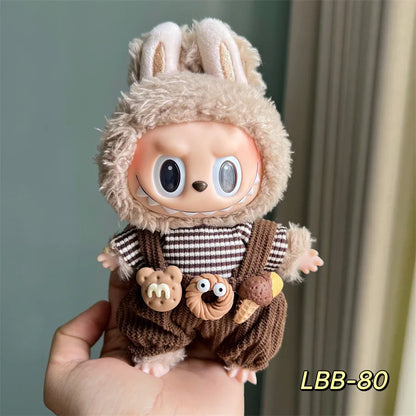 17cm Labubu Plush Doll Clothes Outfit  Fashion Clothes Accessories Labubu Multiple Series Cute Attire Gift for Doll Collectors