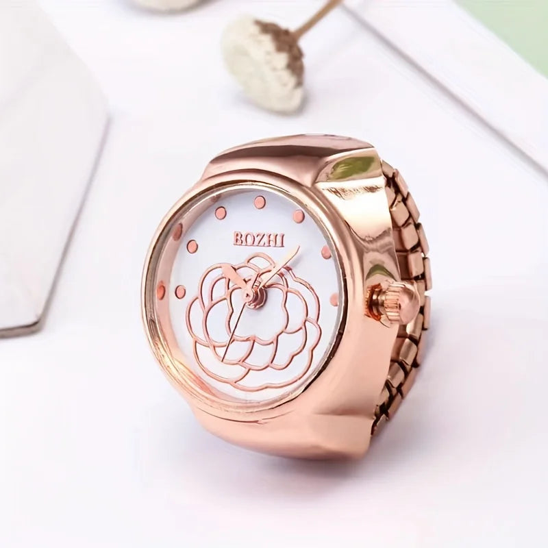 New Ring Watch Women's Retro Rose Gold Mini Finger Watch Student Watch Ring Watch Real Watch Can Watch Time