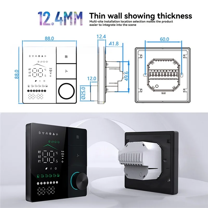 FAST-Tuya Smart Thermostats For Air Conditioner With WIFI Remote Control Smart Knob Thermostat LED Temperature Control Switch C