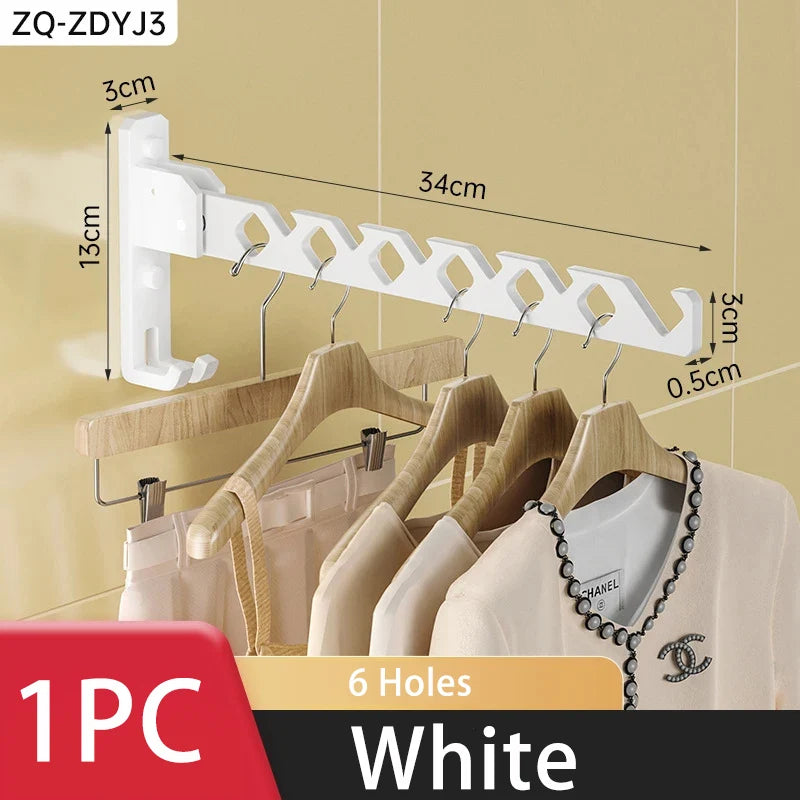 Wall Mounted Clothes Hanger No Punching Folding Drying Racks Collapsible Multi-Purpose Clothes Drying Rack Bathroom Space Saving