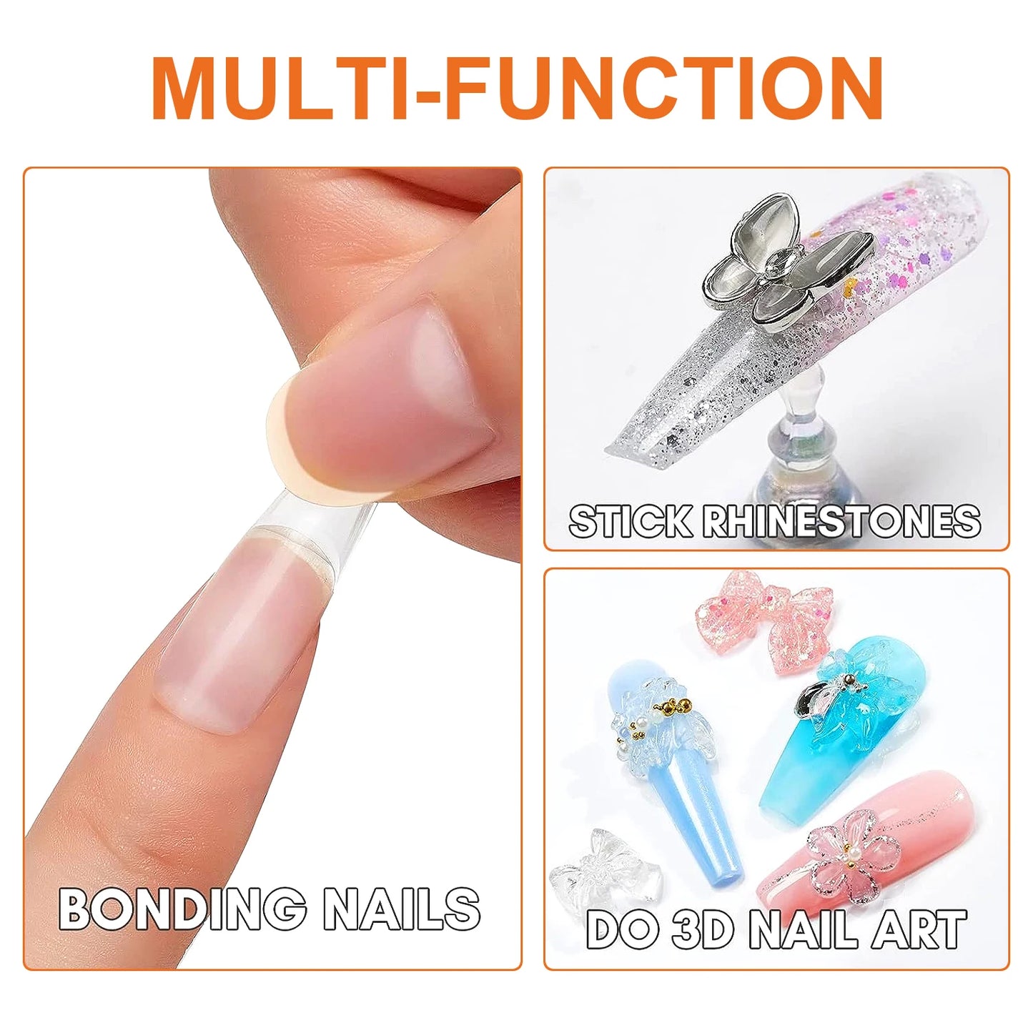 8g Multifunctional Solid Nail Tips Gel - Non-Stick Hand Nail Gel Rhinestone Gel Glue For DIY Manicure At Home