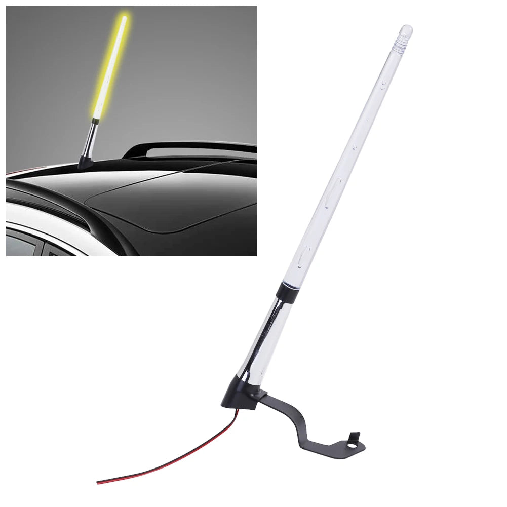 Universal 12V Car External Light Antenna Car Flagpole Light Antenna Car Exterior Light  Yellow Light Flag Pole Light Antenna